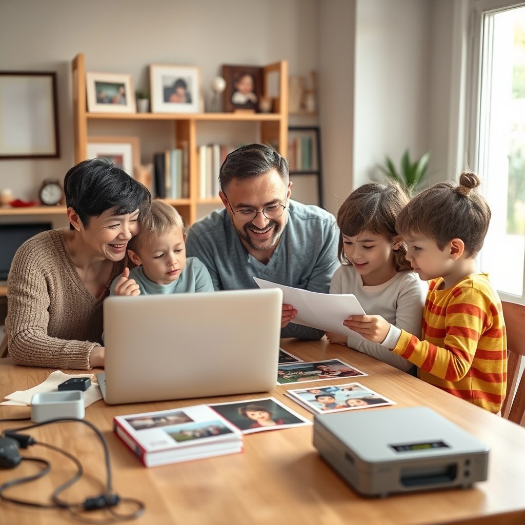Familias digitalizando recuerdos